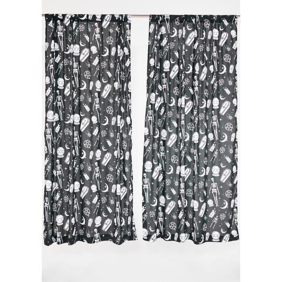 DKill Home Skeleton Halloween Curtains - Picture 2 of 4